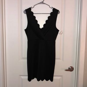 Black Scalloped Mini Cocktail Dress